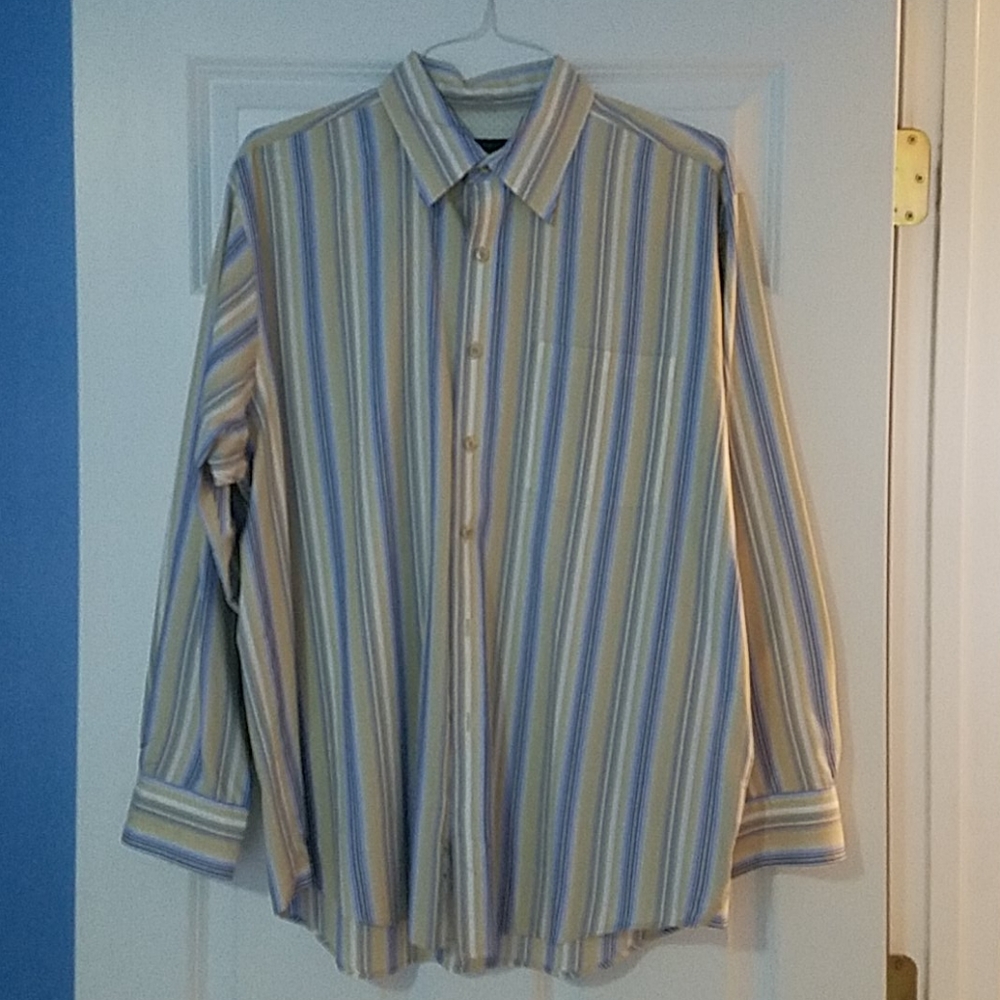 Men shirt beige and blue